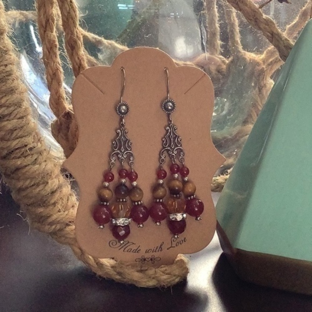 Sterling silver tigers eye carnelian earrings